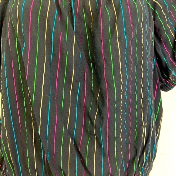 Express - Off The Shoulder Rainbow Stripe Black Crop Top Size Small - Picture 5 of 10